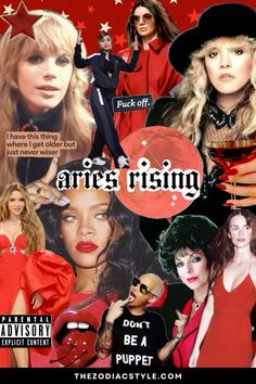 the cover of an album with many pictures and captions on it, including women in red