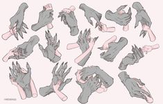 hands and feet are shown in various positions