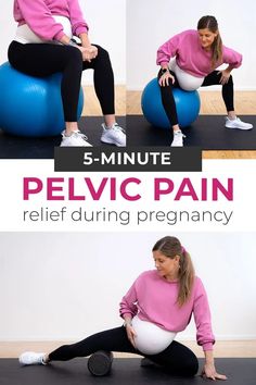 Pelvic girdle pain, symphysis pubis dysfunction (SPD) pain, "lightning crotch" -- whatever you call it, pelvic pain during pregnancy is frustrating! Here you'll find 3 of the best exercises for relieving pelvic pain - designed to activate, stretch AND strip the adductor muscles. You can do these daily for pain relief! Pelvic Pain During Pregnancy, Pregnancy Yoga Ball, Adductor Muscles, Pelvic Pain Relief, Round Ligament Pain, Pelvic Girdle, Pregnancy Pain