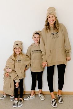 Coziest hoodie out there! A staple piece for fall. This tan super soft " MAMA " is a perfect match with our 'I love my mama hoodie" tan hoodie. New Mama Outfit, Matching Family Hoodies, Matching Mommy Son Outfits, Cool Mom Aesthetic, Family Hoodies, Matching Mommy Daughter Outfits, Mommy Son Outfits, Ig Outfits, Mom And Son Outfits