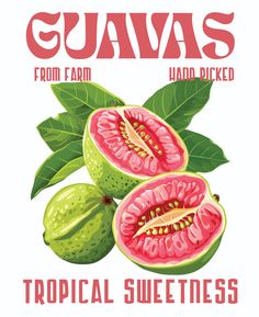 an advertisement for guava's tropical sweetness