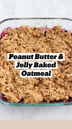 a glass baking dish filled with oatmeal and blueberry crumbles