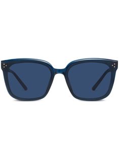 navy blue square frame blue tinted lenses UV protection silver-tone hardware straight arms straight tips These glasses come with a protective case. Navy Blue Sunglasses, Frame Blue, Blue Sunglasses, Gentle Monster, Blue Square, Square Frame, Sunglass Frames, Square Frames, Protective Cases