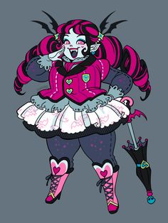 a drawing of a creepy clown holding an umbrella and wearing pink shoes with her hands in her pockets