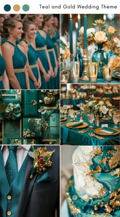 teal and gold wedding theme