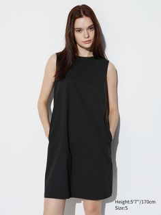 Ultra Stretch AIRism Sleeveless Mini Dress | UNIQLO US Uniqlo Airism, Check Material, Uniqlo Women, Casual Sporty, Styling Ideas, Sleeveless Mini Dress, Sleek Look, Light Orange, Straight Cut