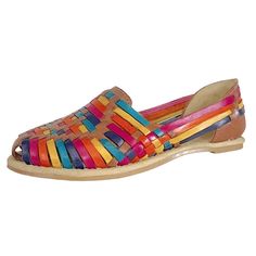 Stunning Woven Huaraches Sandal In Multicolor Leather From Crd Ranches. Features Classic Mexican Woven Style, Vibrant Multicolor Leather Upper, And Synthetic Outsole. No Wear. Condition: New Size: 5 Multicolor Flats For Summer, Multicolor Summer Flats, Multicolor Leather Sandals With Woven Sole, Multicolor Slip-on Flats For Festival, Multicolor Closed Toe Flats For Summer, Multicolor Closed Toe Summer Flats, Casual Closed Toe Colorful Sandals, Casual Colorful Closed Toe Sandals, Multicolor Closed Toe Huarache Sandals For Summer