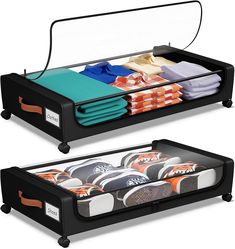 Amazon.com: 2 Pack Under Bed Storage with Wheels, 50L Large Capacity UnderBed Storage Containers with Clear Lid and Handles, Under the Bed Storage Bins Drawers, Closet Organizer for Clothes,Blankets,Shoes,Books : Home & Kitchen Underbed Storage With Wheels, Storage With Wheels, Under The Bed Storage, Drawers Closet, Organizer For Clothes, Under Bed Shoe Storage, Amazon Bedding, Under Bed Storage Containers, Underbed Storage