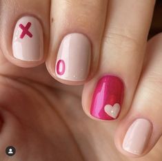 February Nails Ideas, Vday Nails, Manicure Y Pedicure, Nails Short