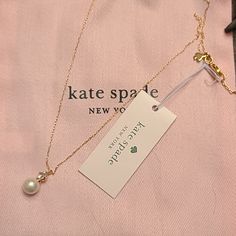 Beautiful Kate Spade Necklace Featuring Faux Pearl And Cz Pendant On A Delicate Gold Colored Chain. Chain Is 17 Inches With A 3 Inch Extender Kate Spade Pearl Necklace, Elegant Kate Spade Necklace With Adjustable Chain, Kate Spade Necklaces For Wedding, Elegant Kate Spade Jewelry With Adjustable Chain, Elegant Kate Spade Necklaces For Formal Occasions, Elegant Kate Spade Necklace For Formal Occasions, Elegant Formal Kate Spade Necklace, Chic Kate Spade Wedding Jewelry, Kate Spade Feminine Wedding Jewelry