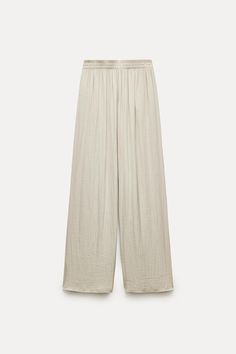 Zara Jeans Straight Leg Pink Marine, Wide-leg Pants With Elastic Waistband For Daywear, Chic Pull-on Style Bottoms For Daywear, Cheap Fitted Zara Bottoms, Stretch Sweatpants With Pull-on Style, Summer Baggy Pull-on Bottoms, Spring Stretch Pull-on Pants, Chic Summer Pull-on Style Pants, Baggy Bottoms With Elastic Waistband