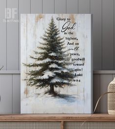 a christmas tree with the words glory to god in the highest, and on peace