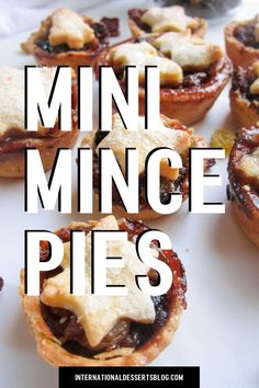 mini mince pies on a plate with the words mini mince pies