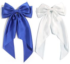 PRICES MAY VARY. Handmade long hair bow clips:Made with durable metal french barrette clips attached to back of the bow;satin solid color fabric,long tail with two-layer large bows Oversized Silk-satin Bow Hair Clip: The clamp is easy to use and holds your hair good French Barrette Clips: The fabric is very soft to the touch and shine brilliantly under the light. the clip isn’t hurt your hair and it may become a new choice in your wardrobe.Also these hair accessories are perfect for Valentine’s Bows Decor, Ribbon Hair Accessories, Royal Blue Hair, Outfit Wishlist, Blue Hair Bow, Blue Hair Bows, Hair Bows For Girls, Big Hair Bows, Large Hair Bows