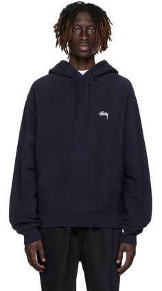 🔥Stüssy Stock Logo Relaxed Fit Hooded Navy Hoodie Men’s Size M Authentic. Navy Hoodie, Better Style, Hoodie Men, Workout Hoodie, Drawstring Hoodie, Cotton Fleece, Fleece Hoodie, Logo Embroidered, Kangaroo Pocket