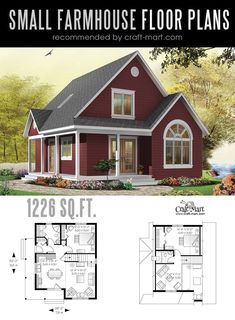 the small farmhouse house plan has two levels and is also available for floor plans to fit into