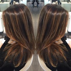 Loreal Certified Balayage Expert. Come see me at Warren Tricomi Greenwich CT! #PaintedByPia #balayage #WarrenTricomi #colorist #handpainted Contrast Highlights Hair Dark, Chunky Brown Highlights, Dark Brown Hair With Highlights, Hair Color Streaks, Come See Me, Black Hair With Highlights