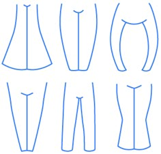 the front and back view of a woman's legging pattern