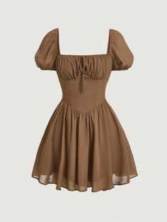 Short Brown Dress, Ruffle Hem Dress, Dress For Short Women, Really Cute Outfits, Brown Dress, Hem Dress, Simple Dresses, Ruffle Hem