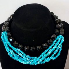 This Item Is A Jay King Desert Rose Trading Black Agate & Multi Strand Turquoise Long Necklace And Is In New Never Used Condition Without The Original Box. The Necklace Is 28 Inches In Length. Elegant Turquoise Jewelry With Black Beads, Jewelry King, Black Agate, Desert Rose, Multi Strand, Long Necklace, Blue Black, Womens Jewelry Necklace, Agate