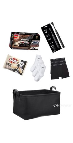 the contents of a travel kit including socks, toiletries and other items