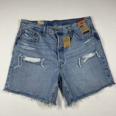 Levis 501 Mens Blue Distressed Button Fly Denim Shorts Size 34 Nwt Condition Is New With Tags Ships Usps Ground Advantage Levi's Casual Jean Shorts With Button Closure, Levi's Distressed Medium Wash Jean Shorts, Relaxed Fit Cutoff Jean Shorts With Button Closure, Levi's Ripped Blue Jean Shorts, Relaxed Fit Medium Wash Jean Shorts With Button Closure, Relaxed Fit Jean Shorts With Button Closure, Shorts Levis, Mens Jean Shorts, 2024 Christmas