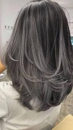 Visual Portfolio, Ash Gray Hair Color, Cold Hair, Ash Hair Color, Hair Color Streaks, Gray Hair Highlights, Shot Hair Styles, Haircuts For Medium Hair, Haircuts Straight Hair