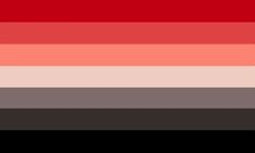 the color palette is red, brown, and black with an orange stripe on it