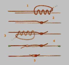 the instructions for how to tie a rope with two different types of ropes, including one knot