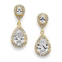 PRICES MAY VARY. LUXURY STYLE: Dainty 14K Gold Plated Cubic Zirconia Crystal Teardrop Dangle Earrings with Pear-Shaped Drops PERFECT SIZE: Measures 1 3/16" Long, Posts and Comfort Disc Backs, Genuine 14 Karat Yellow Gold Plating with the Look of Fine Jewelry QUALITY DESIGN: Finest Quality AAAAA Cubic Zirconia for Diamond-like Brilliance MADE WITH LOVE: Designed, Manufactured and Packaged by Mariell, a USA-Based Woman Owned Company READY FOR GIFT GIVING: Beautifully Packaged in Luxurious Embossed Gifts For Bridesmaids, Silver Bridal Earrings, Pearl Earrings Wedding, Gold Bridal Earrings, Wedding Earrings Drop, Teardrop Dangle Earrings, Rhinestone Bridal, Cz Jewelry, Cubic Zirconia Earrings