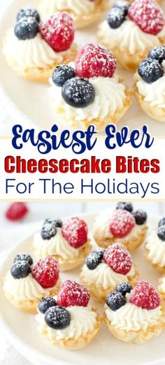 these easy dessert bites are made with fresh berries and cream cheesecake bits for the holidays