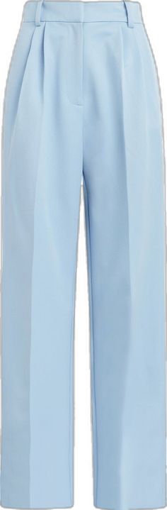 Light Blue Wide Leg Pants For Spring Workwear, Light Blue Wide Leg Pants For Summer Workwear, Spring Light Blue Wide Leg Workwear Pants, Chic Blue Bottoms With Straight Hem, Casual Spring Wide Leg Pants With Pressed Crease, Casual Wide Leg Pants With Pressed Crease For Spring, Spring Wide Leg Pants With Pressed Crease, Spring Dress Pants With Pressed Crease And Wide Legs, Light Blue Formal Pants For Spring