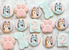 Bluey Birthday Cookies Bluey Royal Icing Cookie, Bluey Sugar Cookies Ideas, Bluey Birthday Ideas Girl, Bluey Cookie Ideas, Bluey Snacks For Party, Bluey Sugar Cookie