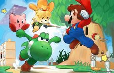 an image of mario and other characters playing with each other