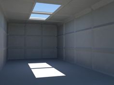 an empty room with the sun shining in