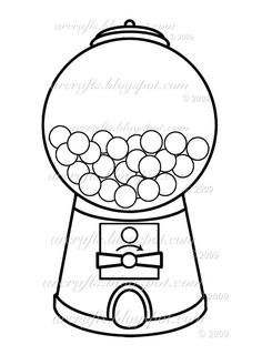 a drawing of a gummy machine with lots of balls in the top and bottom