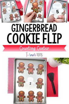 the gingerbread cookie flip counting game is shown with instructions to make it easy and fun