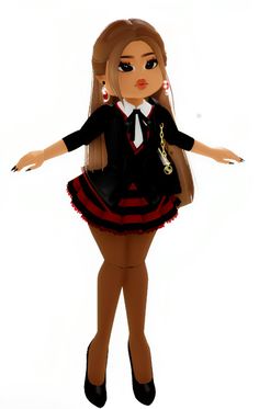 a cartoon girl in a school uniform with her hands out