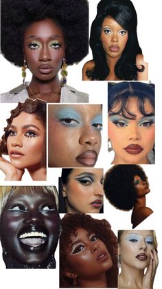 70s Glamour Makeup, 70s Black Women Makeup, 70s Green Makeup, Donna Summer Makeup, Black 70s Makeup, 70d Makeup, 70s Fashion Makeup, Disco Black Women