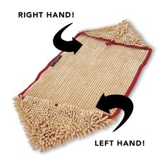 the right hand and left hand rugs are shown with two black arrows pointing to each other