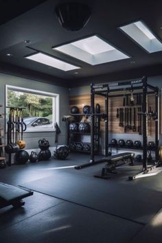 a home gym is shown in this image