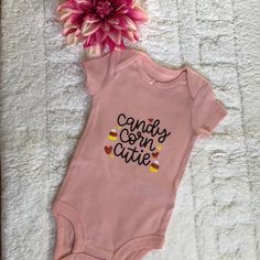 Pink Halloween Custom 3 Months Onesie! Nwot “Candy Corn Cutie “ Great For Baby’s First Halloween! If This Is Not The Color Nor The Size That You Need Then Just Message Me For A Special Order! Sweet Cotton Onesie For Playtime, Cute Onesie With Letter Print For Playtime, Cute Letter Print Onesie For Playtime, Cute Orange Cotton Onesie, Cute Pink Onesie With Letter Print, Cute Pink Onesie With Cartoon Print, Halloween Cotton Onesie For Playtime, Playful Pink Onesie With Letter Print, Halloween Playtime Cotton Onesie