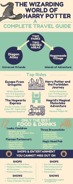 the wizarding world of harry potter's complete travel guide infographical poster