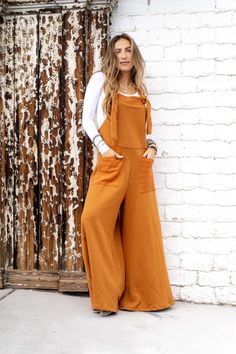 Orange Jumpsuit Outfit, Wide Leg Overalls, Orange Jumpsuit, Three Bird Nest, Easy Breezy, Laid Back Style, Wide Leg Jumpsuit, Fast Fashion, Online Shopping Clothes