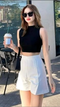 Summer Outfits For Korea, Cute Korean Summer Outfits, Summer Outfits Asian, Ulzzang Fashion Casual, Korean Summer Outfits, Simple Style Outfits, Korean Outfit Street Styles, Korean Casual Outfits, Korean Fashion Dress