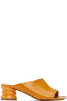 Orange Leather Open Heel Mules, Orange Square Toe Sandals With Padded Heel, Orange Sandals With Padded Heel And Square Toe, Street Smarts, Dries Van Noten, Block Heels Sandal, Fit Inspo, Heeled Sandals, Calf Skin