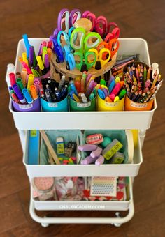 Home Daycare Art Area, Arts And Crafts Room For Kids, Kids Art Corner Ideas, Art Tables For Kids, Classroom Art Cart, Kids Arts And Crafts Area, Kid Art Table, Kids Arts And Crafts Room, Kids Art Table Ideas