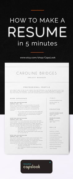 a resume is shown with the words how to make a resume in 5 minutes on it