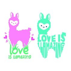 two llamas with the words love is amazing