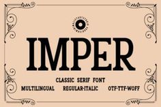 an old fashioned typewriter with the word imper written in black ink on a beige background